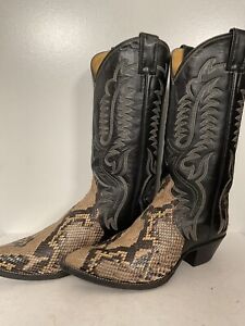 Justin Front Cut Python Snakeskin Cowboy Boots 8.5 D Triad USA Made