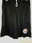 0724 Mens PITTSBURGH STEELERS Polyester Jersey SHORTS Embroidered BLK w/Pockets