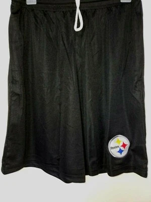 0724 Mens PITTSBURGH STEELERS Polyester Jersey SHORTS BLK w/Pockets - Image 1 of 2