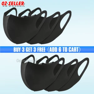 Unisex Washable Black Fashion Face Mouth Mask Cover Protective Masks Reusable - Picture 1 of 7