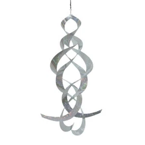 "Silver Sparkle" Mylar Spin Quartet Wind Spinner - Picture 1 of 2