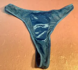 Women Panties Thongs SECRET TREASURES Size 8 Glossy Shiny Soft W/decoration Blue - Picture 1 of 5
