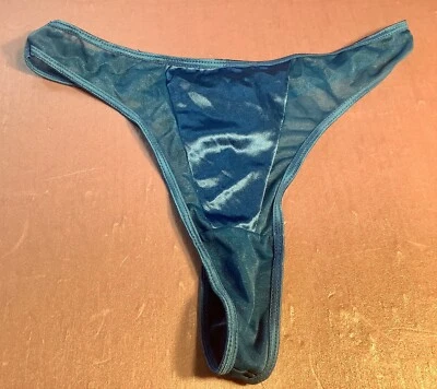 Women Panties Thongs SECRET TREASURES Size 8 Glossy Shiny Soft W/decoration Blue - Image 1 of 4