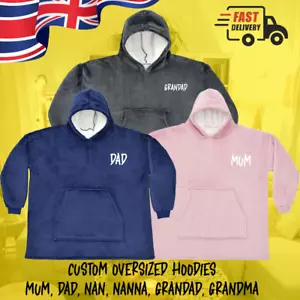 Custom EMBROIDERED Comfy Hooded Fleece Oversized Hoodie Blanket Adult - Picture 1 of 42