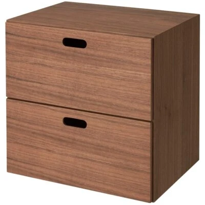 MUJI Stacking Chest 2 Drawer Walnut Veneer Storage Unit Minimalist Design - Image 1 of 4