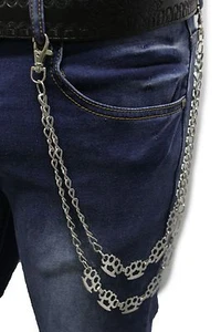 Hot Men Silver Metal Wallet Chains Jeans Biker Rocker Biker Strand Knuckle Charm - Picture 1 of 12