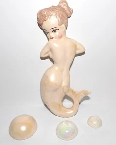 LOVELY RARE VINTAGE MERMAID WITH BUBBLES CERAMIC PAINTED 8 1/4" WALL ART/PLAQUE - Picture 1 of 13