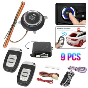 Car Keyless Entry Engine Start Alarm System Push Button Remote Starter Stop Kit - Picture 1 of 17
