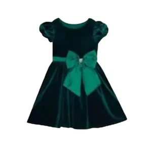 RARE EDITION Toddler Girls Hunter Green Velvet Cap Sleeve Dress NWT $74 - Picture 1 of 7
