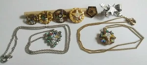 Order of the Eastern Stars Life Member/Lapel Pins & Rhinestone Necklace Lot of 8 - Picture 1 of 9