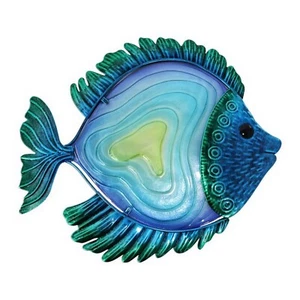 35cm Metal Glass Fish Wall Art Plaque Home Garden Hanging Decor Ocean Aquarium - Picture 1 of 3