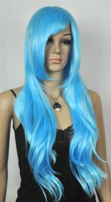Fashion Sexy Long Light Blue Wavy Women Girl Cosplay Party Hair Wig Wigs+Wig Cap - Image 1 of 4