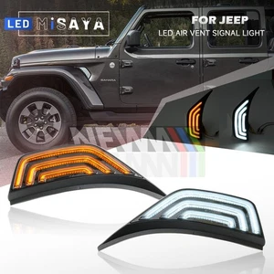 Amber/White LED Fender Air Vent Side Marker Light for 18-23 Jeep Wrangler JL/JT - Picture 1 of 11
