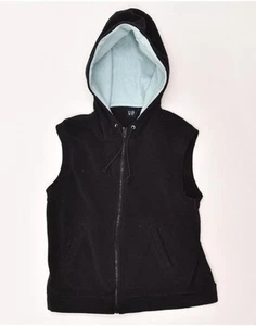 GAP Womens Hooded Fleece Gilet UK 14 Large Black Polyester AR30 - Picture 1 of 3