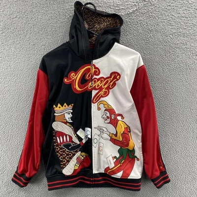 Coogi Sudadera con Capucha Para Hombres Grande Negra Roja Blanca Cremallera Completa Sudadera con Capucha Bloques de Color King Jester Foto 1 de 4