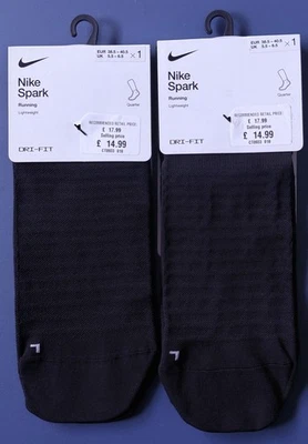 2 PACK Nike SPARK Lightweight QUARTER Running Gym training Socks CT8933-010 new  - Image 1 of 4