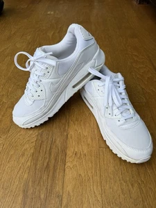 Nike Air Max 90 Shoes White Triple White Leather Sneakers Women’s Size 11 - Picture 1 of 11