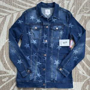 NWT LuLaRoe Jaxon Women's Size Medium Denim Jean Jacket Stars NEW - Picture 1 of 7