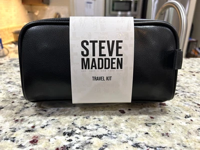 Steve Madden Bolsa de Aseo Kit de Viaje Negro Superior Cremallera Extremo Correa de Transporte - NUEVO Foto 1 de 4