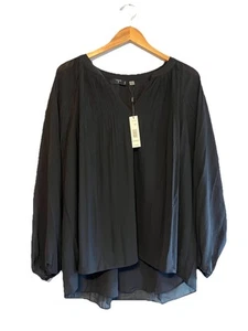 NWT Tahari Blouse Black Sheer Long Sleeve Classic Career Blouse $68 1X - Picture 1 of 4