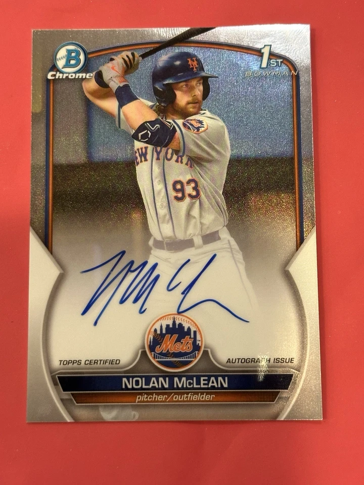 2023 Bowman Chrome 1st Bowman Autograph Nolan McLean New York Mets RC - Image 1 of 2