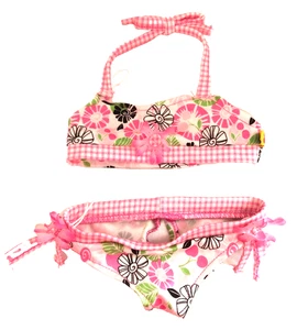 Build A Bear BAB Pink Floral Bikini 2 Piece Swim Suit Swim Wear For 14" + Bears - Picture 1 of 15