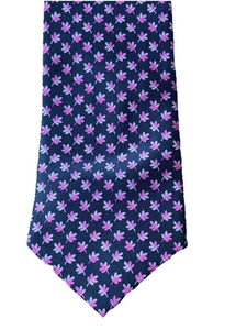 Corbata de seda Dunhill ~Londres clásica elegante negra/rosa con estampado floral - Imagen 1 de 5