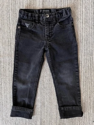 Pantalones de mezclilla ajustados GUESS negros desteñidos lavado oscuro cintura ajustable 4T Foto 1 de 4