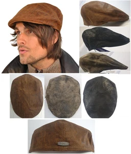 Eureka Stockade Soft Leather 5 Panel Flat Cap Peaky Blinder Vintage S-XL - Picture 1 of 15