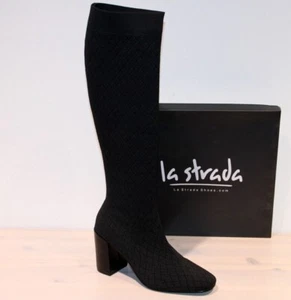 LA STRADA eleganter Stretch Stiefel High Heels Boots Schwarz - Neu ! Gr. 40 - Bild 1 von 9