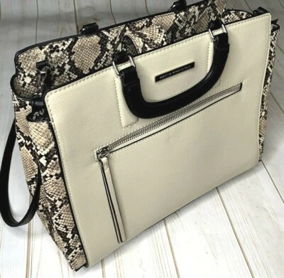 Bolso de hombro Kenneth Cole Reaction mediano de cuero beige serpiente usado en excelente estado A0402 Foto 1 de 4