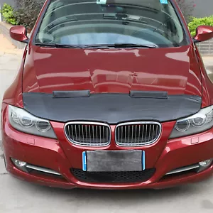 PU Leather Car Bonnet Hood Bra Wind & Bug Deflectors For BMW 3 Series 2005-12 - Picture 1 of 19