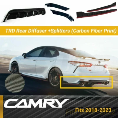 Difusor trasero esquinas con impresión de fibra de carbono para Toyota Camry TRD 2018-23 Foto 1 de 4