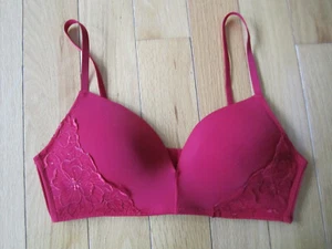 SEXY Anne Klein Red Embroidered Lace Lightly Lined Bra 36 B side wires - Picture 1 of 3