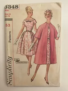Vintage Simplicity Paper Pattern Dress & Coat Size 16 Bust 91cms Uncut # 3348 - Picture 1 of 2