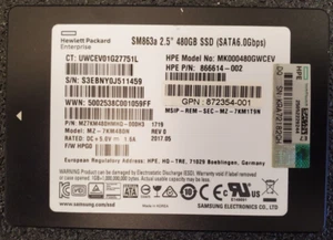 Unidad de estado sólido SSD HPE Samsung SM863a 480 GB 2,5" SATA3 (MK000480GWCEV) - Imagen 1 de 2