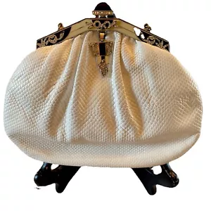Judith Leider Minaudière Snake Skin Evening Comb Bag ,Mirror,change Purse - Picture 1 of 9