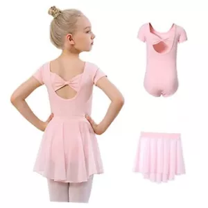 Girls Ballet Leotards with Removable 4-6 Years Pink-short Sleeve Short Sleeve - Picture 1 of 7