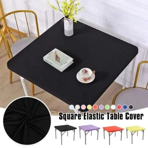 86X86CM Square Table Cover Elastic Solid Color Table Protector Party Decorations - Picture 1 of 23