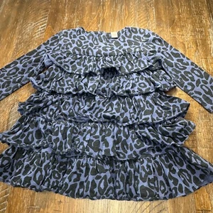 Baby Gap Dress Leopard Print Ruffle Tiered Long Sleeve Toddler 2 Years - Picture 1 of 13