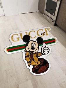 Cartoon Mouse Logo Melt Floor Mat Modern Area Rug Living Room Accent Wool Carpet - Picture 1 of 4