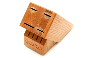 Vintage Cutco Wood Knife Block Holder 8 Slot Honey Oak Butcher Made In USA - Picture 1 of 5