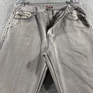 Old Skool Jeans 36 Gray Relaxed Straight Embroidered Streetwear Denim (36x31)