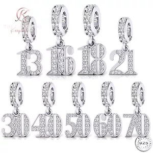 13th 16th 18th 21st 30th 40th 50th 60th 70th Birthday Charm 925 Sterling Silver - Picture 1 of 6