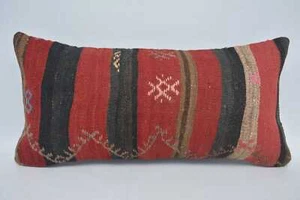 Throw Pillow Covers, Pillow for Couch, Kilim Pillow Cover, 12"x24" Red Cushion - Picture 1 of 6