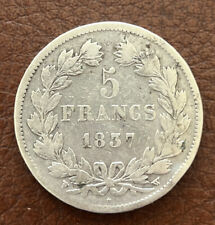 5 francs 1837 W LOUIS PHILIPPE     argent  silver