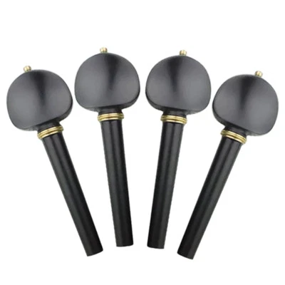 Cello Ebony Pegs Peg with Metal Ring Collar Dot Point fit 4/4 Size String - Image 1 of 2