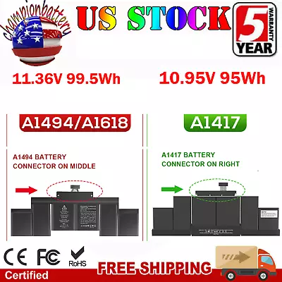 A1417 A1618 A1494 Battery for Macbook Pro 15'' A1398 Retina Early/Late 2013 - Image 1 of 4