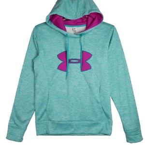 Under Armour Womens Size S Aqua Blue Cold Gear Hoodie Drawstring Pouch Pullover - Picture 1 of 12