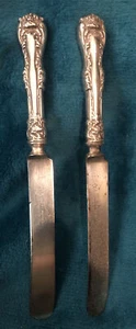 2 Hollow Handle Dinner Knives 9 1/2 “HANOVER Poppy 1901 Silverplate - Picture 1 of 8